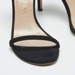 Pre Owned Stuart Weitzman Black Suede Nudist Ankle Strap Sandals Size 41