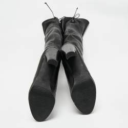 Pre Owned حذاء بوت بطول الركبة ستيورات وايتزمان جلد أسود مقاس 39