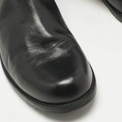 Pre Owned Stuart Weitzman Black Fabric and Leather Lowland Over The Knee Boots Size 41