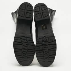 Pre Owned Stuart Weitzman Black Fabric and Leather Lowland Over The Knee Boots Size 41