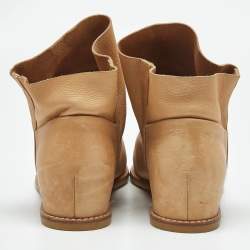 Pre Owned Stuart Weitzman Tan Nubuck Leather Ankle Length Boots Size 37