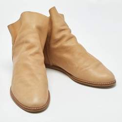 Pre Owned Stuart Weitzman Tan Nubuck Leather Ankle Length Boots Size 37