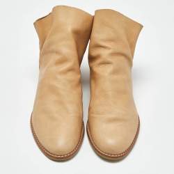 Pre Owned Stuart Weitzman Tan Nubuck Leather Ankle Length Boots Size 37