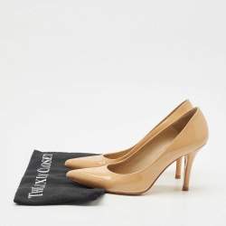 Pre Owned Stuart Weitzman Beige Patent Leather Pointed Toe Pumps Size 36