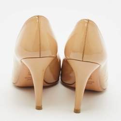 Pre Owned Stuart Weitzman Beige Patent Leather Pointed Toe Pumps Size 36