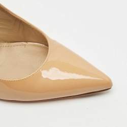 Pre Owned Stuart Weitzman Beige Patent Leather Pointed Toe Pumps Size 36