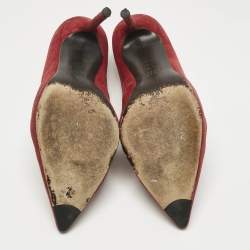 Pre Owned Stuart Weitzman Scarlet Red Suede Nouveau Pointed Toe Pumps Size 39