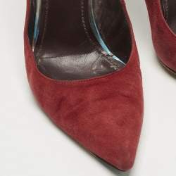 Pre Owned Stuart Weitzman Scarlet Red Suede Nouveau Pointed Toe Pumps Size 39