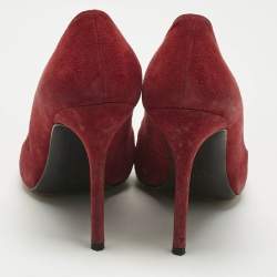Pre Owned Stuart Weitzman Scarlet Red Suede Nouveau Pointed Toe Pumps Size 39