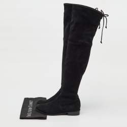 Pre Owned Stuart Weitzman Black Suede Lowland Over The Knee Boots Size 36