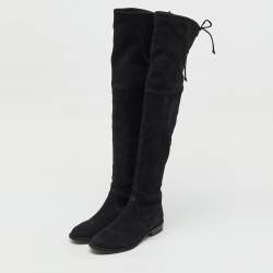 Pre Owned Stuart Weitzman Black Suede Lowland Over The Knee Boots Size 36