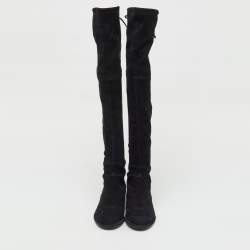 Pre Owned Stuart Weitzman Black Suede Lowland Over The Knee Boots Size 36