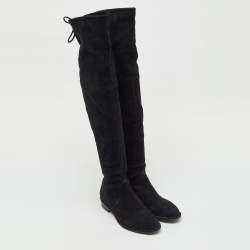 Pre Owned Stuart Weitzman Black Suede Lowland Over The Knee Boots Size 36