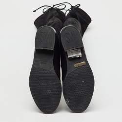 Pre Owned Stuart Weitzman Black Suede Lowland Over The Knee Boots Size 36