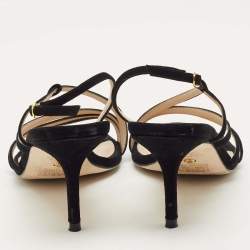 Pre Owned Stuart Weitzman Black Suede Melodies Ankle Strap Sandals Size 40