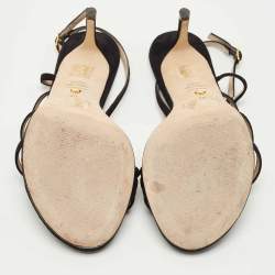 Pre Owned Stuart Weitzman Black Suede Melodies Ankle Strap Sandals Size 40