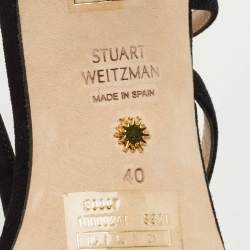 Pre Owned Stuart Weitzman Black Suede Melodies Ankle Strap Sandals Size 40