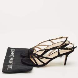 Pre Owned Stuart Weitzman Black Suede Melodies Ankle Strap Sandals Size 40