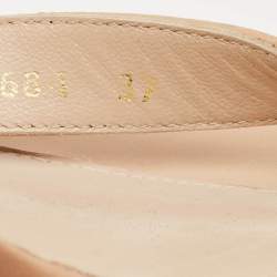 Pre Owned Stuart Weitzman Beige Leather Bambina Block Heel Ankle Strap Sandals Size 37