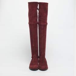 Pre Owned بوت للكاحل ستيوارت وايتزمان لولاند سويدي أسود فوق الركبة مقاس 38