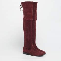 Pre Owned بوت للكاحل ستيوارت وايتزمان لولاند سويدي أسود فوق الركبة مقاس 38