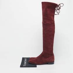 Pre Owned بوت للكاحل ستيوارت وايتزمان لولاند سويدي أسود فوق الركبة مقاس 38