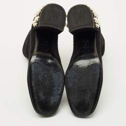 Pre Owned Stuart Weitzman Black Suede Faux Pearls Ankle Boots Size 37