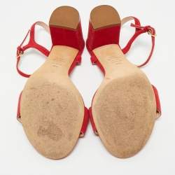 Pre Owned Stuart Weitzman Red Suede Nudist Ankle Strap Sandals 38.5