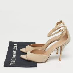 Pre Owned Stuart Weitzman Beige Patent Leather Nudistsong Ankle Strap Sandals Size 40