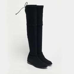Pre Owned Stuart Weitzman Black Suede Lowland Over The Knee Boots Size 36