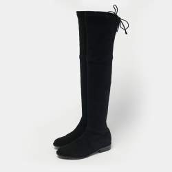 Pre Owned Stuart Weitzman Black Suede Lowland Over The Knee Boots Size 36