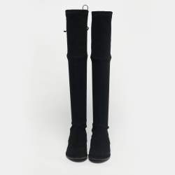 Pre Owned Stuart Weitzman Black Suede Lowland Over The Knee Boots Size 36