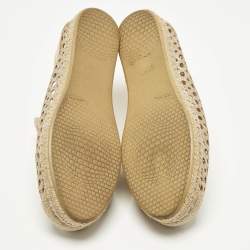 Pre Owned Stuart Weitzman Metallic Gold Leather Espadrille Flat Size 36