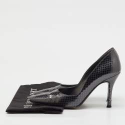 Pre Owned Stuart Weitzman Black Python Embossed Leather Pumps Size 38