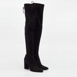 Pre Owned Stuart Weitzman Black Suede Lowland Over The Knee Boots Size 40
