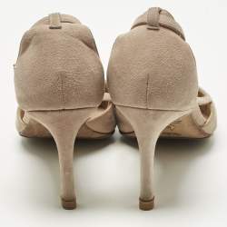 Pre Owned Stuart Weitzman Beige Suede Pointed Toe Cut-out Pumps Size 37