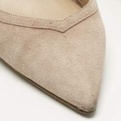 Pre Owned Stuart Weitzman Beige Suede Pointed Toe Cut-out Pumps Size 37