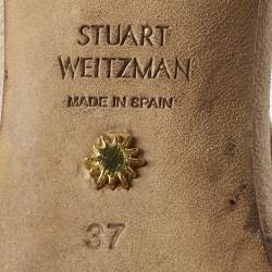 Pre Owned Stuart Weitzman Beige Suede Pointed Toe Cut-out Pumps Size 37
