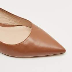 Pre Owned Stuart Weitzman Brown Leather Pointed Toe Block Heel Pumps Size 40