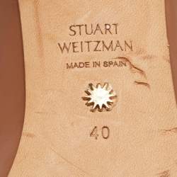 Pre Owned Stuart Weitzman Brown Leather Pointed Toe Block Heel Pumps Size 40