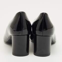Pre Owned Stuart Weitzman Black Patent Block Heel Pumps Size 37.5