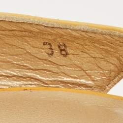 Pre Owned Stuart Weitzman Yellow Patent Peep Toe Slingback Pumps Size 38