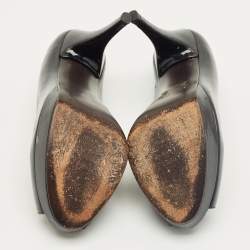 Pre Owned Stuart Weitzman Black Patent Leather Peep Toe Pumps Size 38