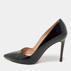 Pre Owned Stuart Weitzman Black Patent Leather Pointed Toe Pumps Size 38