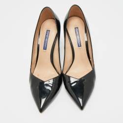 Pre Owned Stuart Weitzman Black Patent Leather Pointed Toe Pumps Size 38
