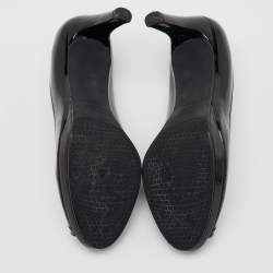 Pre Owned Stuart Weitzman Black Patent Leather Peep Toe Pumps Size 38.5