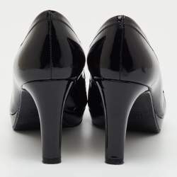 Pre Owned Stuart Weitzman Black Patent Leather Peep Toe Pumps Size 38.5