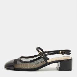 Pre Owned Stuart Weitzman Black Leather and Mesh Maeve Mary Jane Pumps Size 38