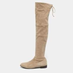مملوكة مسبقًا Stuart Weitzman Lowland Size 39.5 Beige Suede Knee Length Boots