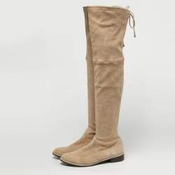 مملوكة مسبقًا Stuart Weitzman Lowland Size 39.5 Beige Suede Knee Length Boots